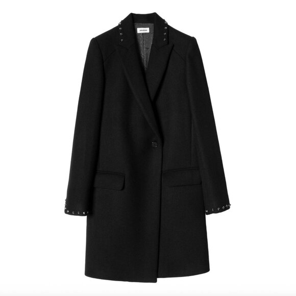 NWT Zadig & Voltaire Wool Marco Stud Coat - Picture 13 of 13